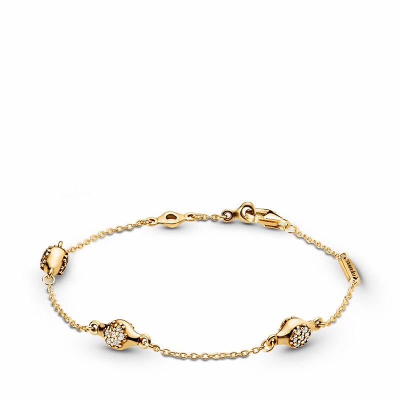 Pandora Shine™ Modern Lovepods™ Bracelet - 18ct Gold Plated/Cubic Zirconia - Canada | BS1474PO